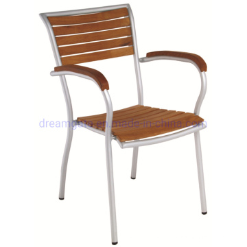 Special Design Armrest with Wood Fast Wood Restaurant Outdoor Chair